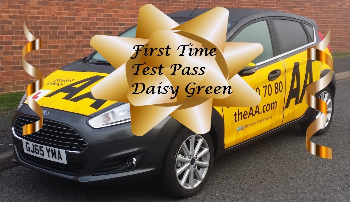 First time test pass pupil Dasiy Green with Pauls 5 star driving tuition.